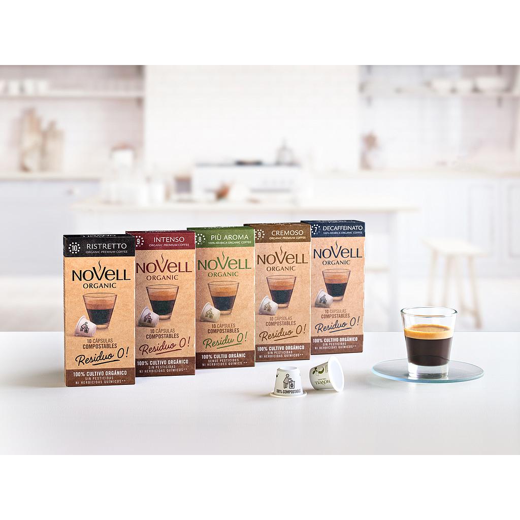 10 CAPS. COMPATIBLES, COMPOSTABLES, CAFE ECO NOVELL INTENSO