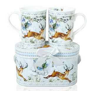 DOS TAZAS CHRISTMAS WHITE PORCELANA 330 ml fin de serie