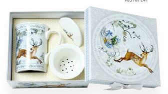 TISANERA CON FILTRO CHRISTMAS WHITE PORCELANA 330 ML.fin de serie