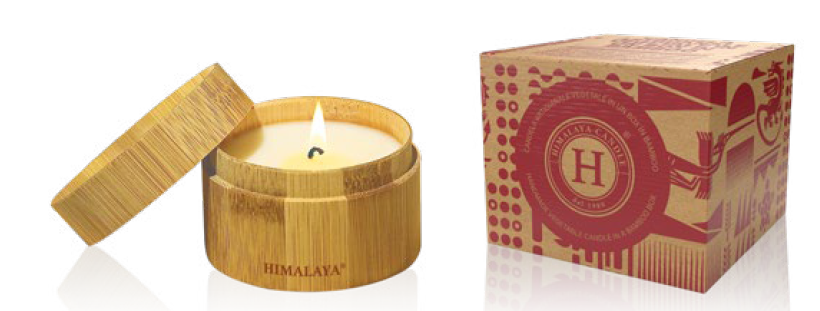 VELA HECHA A MANO CAJA BAMBOO SEDA 100 GRS.