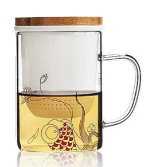 TAZA TISANA VIDRIO BOROSILICATO GOLDFISH DOWN 400 ml.