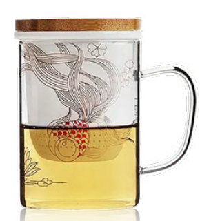 TAZA TISANA VIDRIO BOROSILICATO GOLDFISH UP 400 ml.