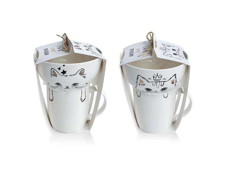 I AM CAT SET TAZA 360 ml.+ BOWL CAJA 4 PIEZAS (2 PZ X MODELO)