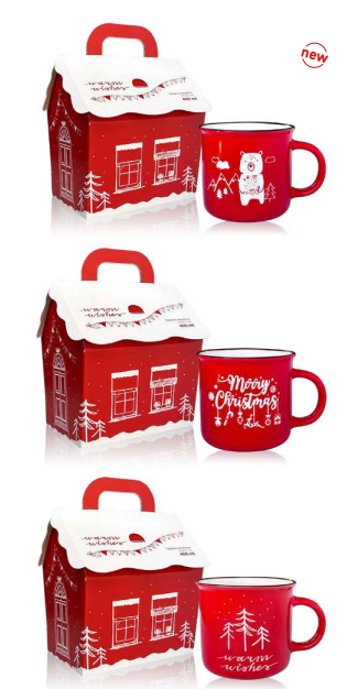 WARM WHISHES BOX 3 TAZAS MODELOS SURTIDOS PORCELANA  400 ml.