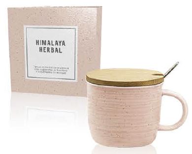 TAZA  PUNTINI ROSA CON CUCHARILLA 300 ml. fin de serie