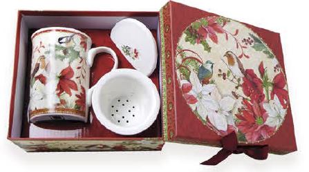 TISANERA CON FILTRO CHRISTMAS RED PORCELANA 330 ML. fin de serie