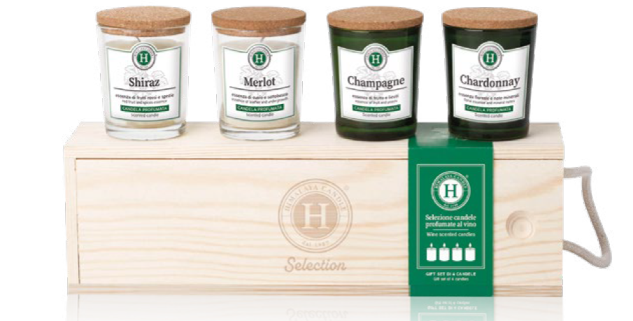 CAJA MADERA 4 VELAS 75 GRS. SELECCION VINOS