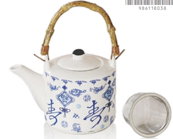 TETERA PORCELANA OLD CHINA 650ml. BUONA FORTUNA pintado a mano