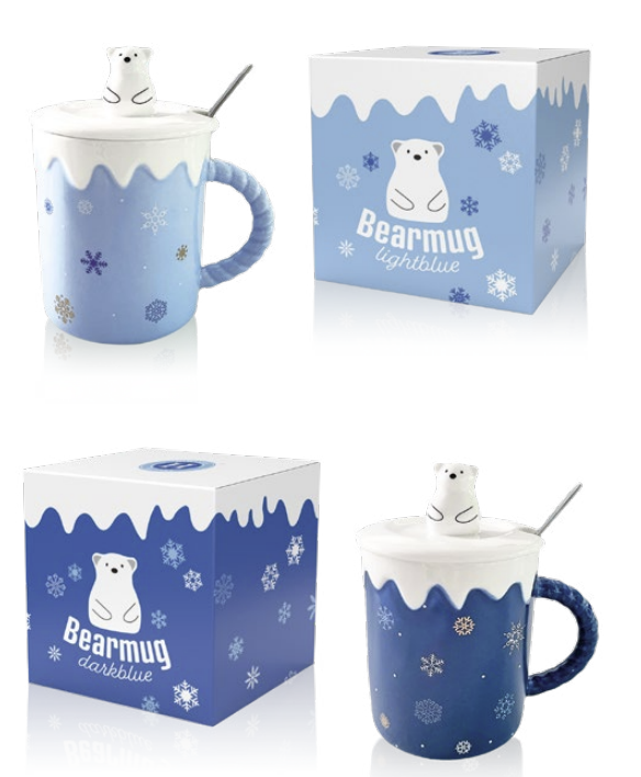 BEARMUG con cucharilla BOX 2 TAZAS COLORES SURTIDOS 370 ml.