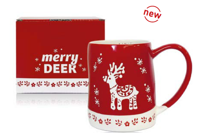 TAZA GRES ESMALTADO MERRY DEER 600 ml.